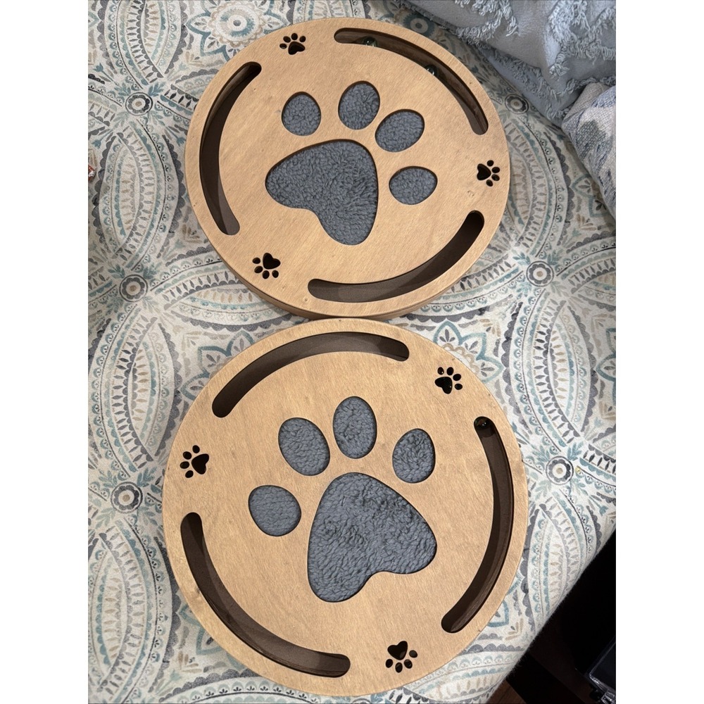 Set Of 2  Cat Track Toy Marbles Scratching‎ Pad Puzzle Pet Tier Game Chase
